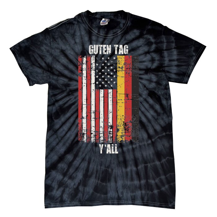 Patriotic Vintage German American Flag Guten Tag YAll Tie-Dye T-Shirt