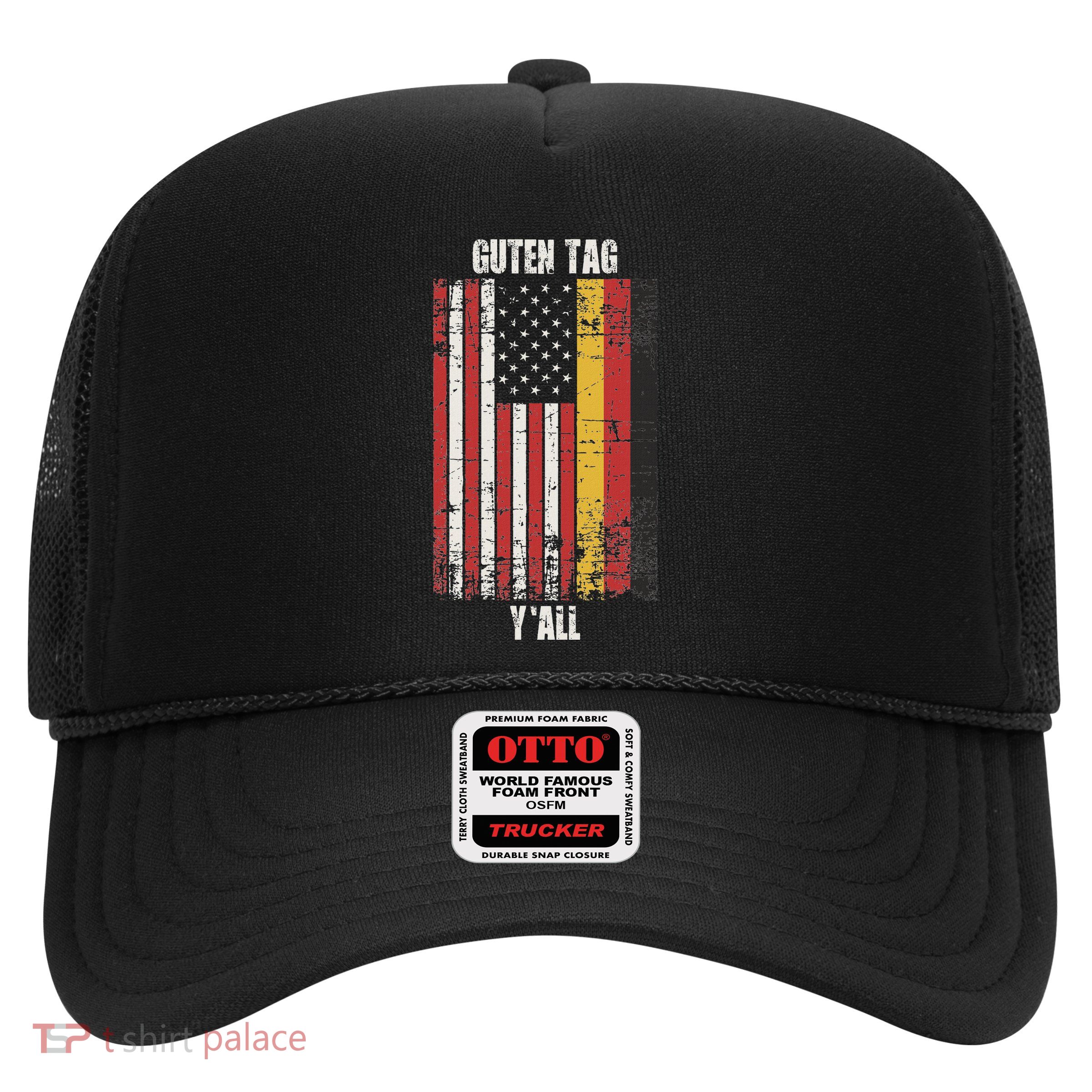 Patriotic Vintage German American Flag Guten Tag YAll Trucker Hat