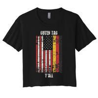 Patriotic Vintage German American Flag Guten Tag YAll Women's Crop Top Tee