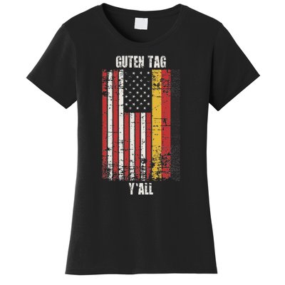 Patriotic Vintage German American Flag Guten Tag YAll Women's T-Shirt