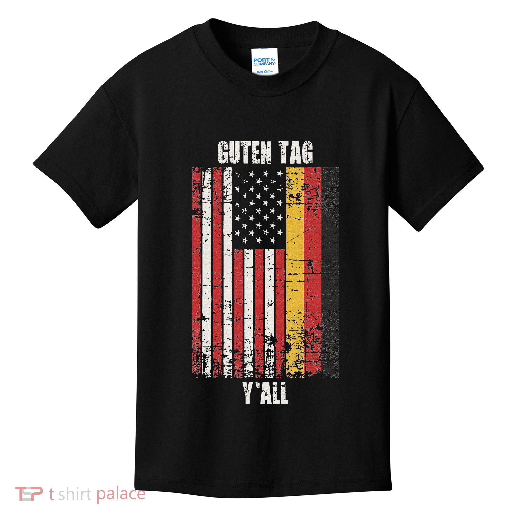 Patriotic Vintage German American Flag Guten Tag YAll Kids T-Shirt