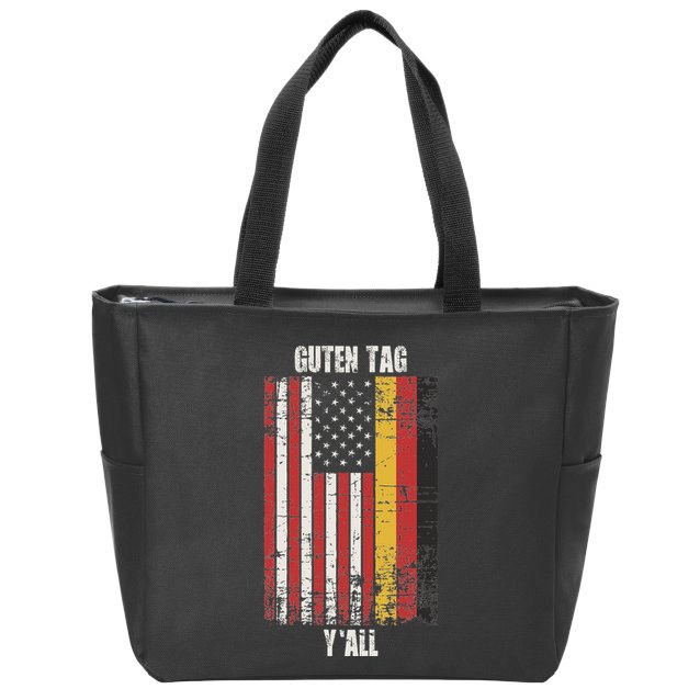 Patriotic Vintage German American Flag Guten Tag YAll Zip Tote Bag