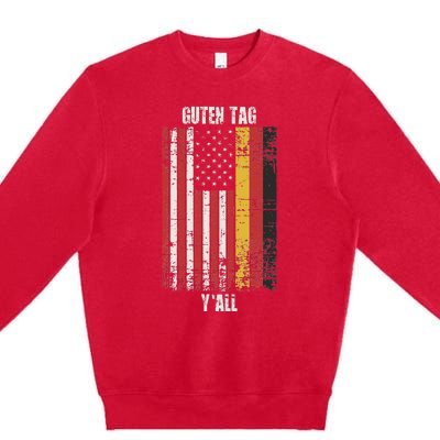 Patriotic Vintage German American Flag Guten Tag YAll Premium Crewneck Sweatshirt