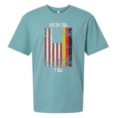 Patriotic Vintage German American Flag Guten Tag YAll Sueded Cloud Jersey T-Shirt