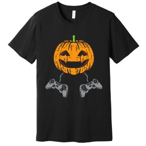 Pumpkin Video Game Controller Gamer Premium T-Shirt