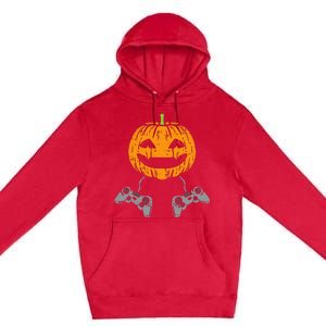 Pumpkin Video Game Controller Gamer Premium Pullover Hoodie