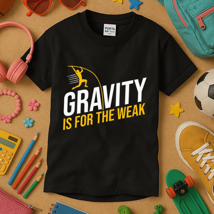 Pole Vaulting Gravity Is For The Weak Pole Vault Kids T-Shirt