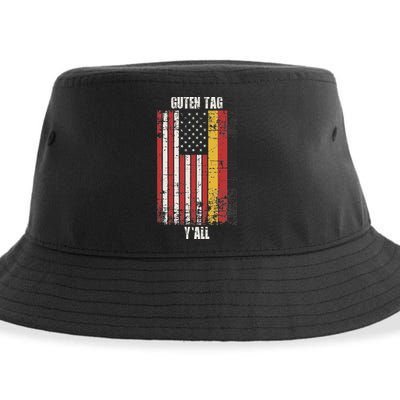 Patriotic Vintage German American Flag Guten Tag YAll Sustainable Bucket Hat