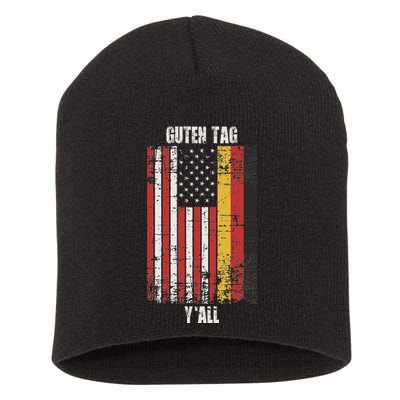 Patriotic Vintage German American Flag Guten Tag YAll Short Acrylic Beanie