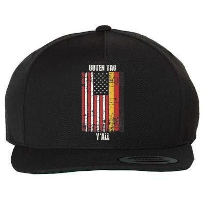 Patriotic Vintage German American Flag Guten Tag YAll Wool Snapback Cap