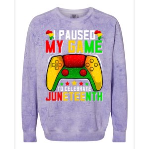 Paused Video Game Black History Month Juneteenth Gamer Cool Gift Colorblast Crewneck Sweatshirt