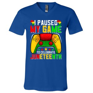 Paused Video Game Black History Month Juneteenth Gamer Cool Gift V-Neck T-Shirt