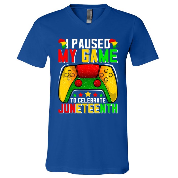 Paused Video Game Black History Month Juneteenth Gamer Cool Gift V-Neck T-Shirt