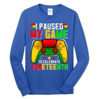 Paused Video Game Black History Month Juneteenth Gamer Cool Gift Tall Long Sleeve T-Shirt