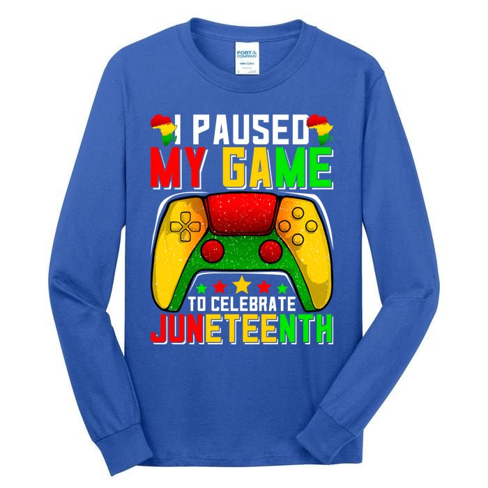 Paused Video Game Black History Month Juneteenth Gamer Cool Gift Tall Long Sleeve T-Shirt