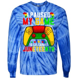 Paused Video Game Black History Month Juneteenth Gamer Cool Gift Tie-Dye Long Sleeve Shirt