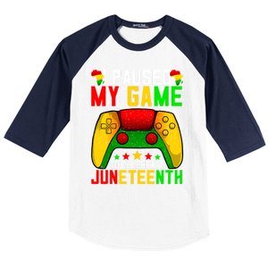 Paused Video Game Black History Month Juneteenth Gamer Cool Gift Baseball Sleeve Shirt