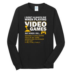 Playing Video Games Gamer Shirt Funny Gaming Console Gamer Tall Long Sleeve T-Shirt