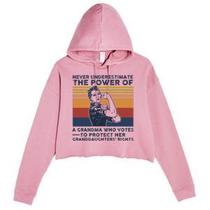 Powerful Voting Grandma Design Crop Fleece Hoodie