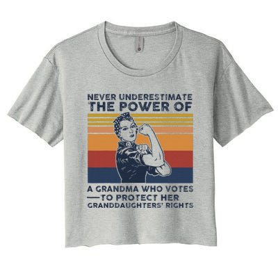 Powerful Voting Grandma Design Women's Crop Top Tee