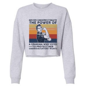 Powerful Voting Grandma Design Cropped Pullover Crew