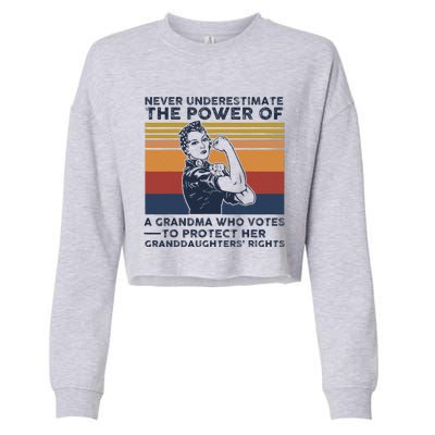 Powerful Voting Grandma Design Cropped Pullover Crew