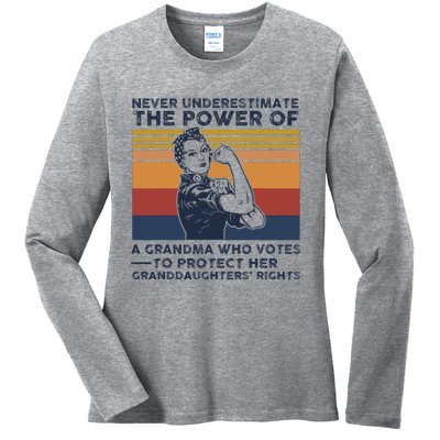 Powerful Voting Grandma Design Ladies Long Sleeve Shirt