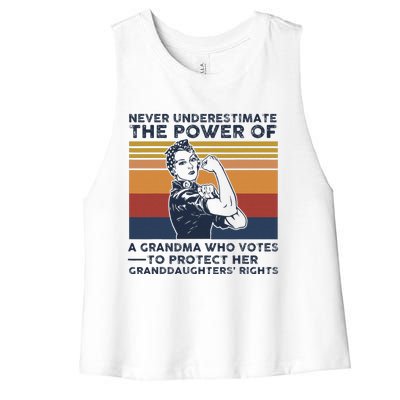 Powerful Voting Grandma Design Women's Racerback Cropped Tank