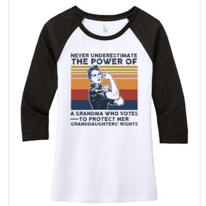 Powerful Voting Grandma Design Women's Tri-Blend 3/4-Sleeve Raglan Shirt