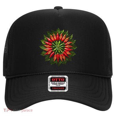Pepper Vegetable Graphic Illustration Pepper High Crown Mesh Back Trucker Hat