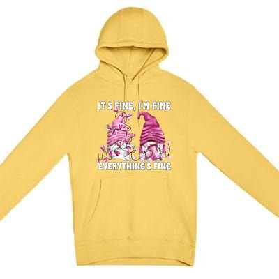 Pink Valentine Gnomes Its Fine Im Fine Everythings Fine Premium Pullover Hoodie