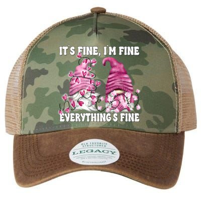 Pink Valentine Gnomes Its Fine Im Fine Everythings Fine Legacy Tie Dye Trucker Hat