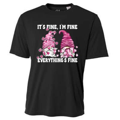 Pink Valentine Gnomes Its Fine Im Fine Everythings Fine Cooling Performance Crew T-Shirt