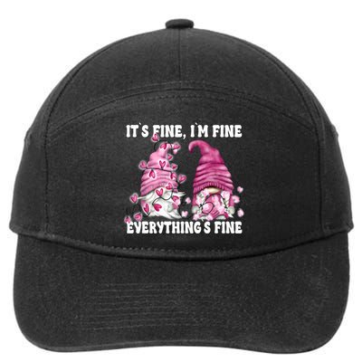 Pink Valentine Gnomes Its Fine Im Fine Everythings Fine 7-Panel Snapback Hat