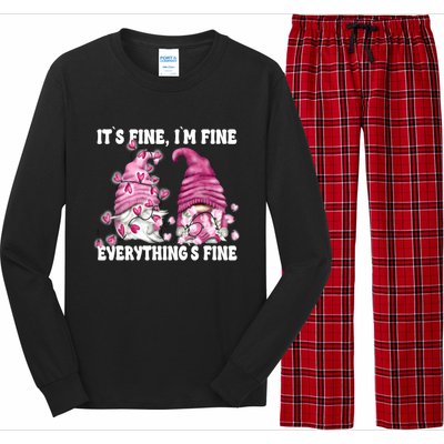 Pink Valentine Gnomes Its Fine Im Fine Everythings Fine Long Sleeve Pajama Set