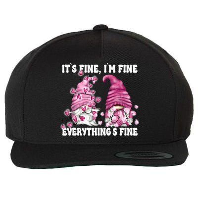 Pink Valentine Gnomes Its Fine Im Fine Everythings Fine Wool Snapback Cap