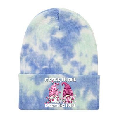 Pink Valentine Gnomes Its Fine Im Fine Everythings Fine Tie Dye 12in Knit Beanie