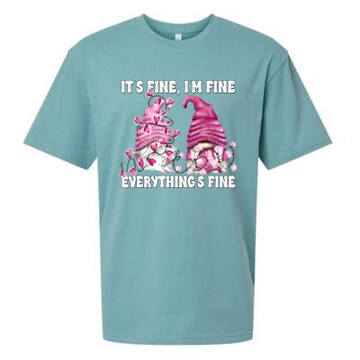 Pink Valentine Gnomes Its Fine Im Fine Everythings Fine Sueded Cloud Jersey T-Shirt