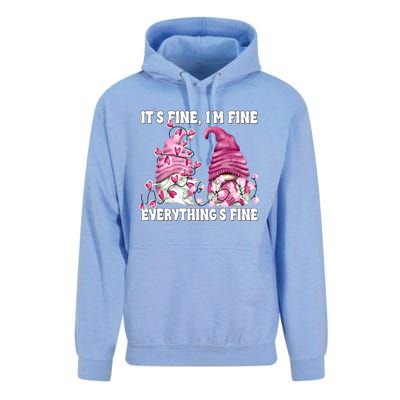 Pink Valentine Gnomes Its Fine Im Fine Everythings Fine Unisex Surf Hoodie