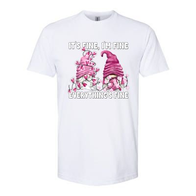 Pink Valentine Gnomes Its Fine Im Fine Everythings Fine Softstyle® CVC T-Shirt