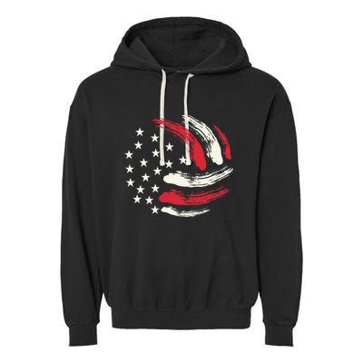 Patriotic Volleyball Gift Volleyball Team American Flag Garment-Dyed Fleece Hoodie