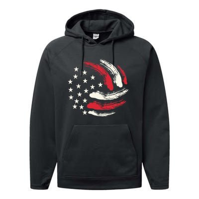 Patriotic Volleyball Gift Volleyball Team American Flag Performance Fleece Hoodie