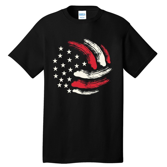 Patriotic Volleyball Gift Volleyball Team American Flag Tall T-Shirt