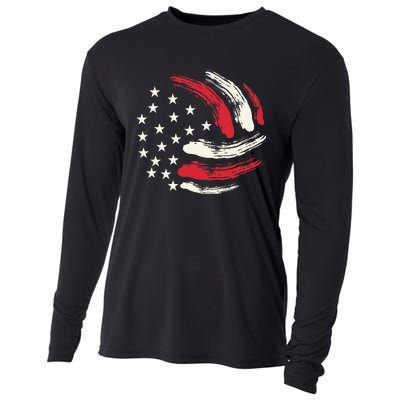 Patriotic Volleyball Gift Volleyball Team American Flag Cooling Performance Long Sleeve Crew