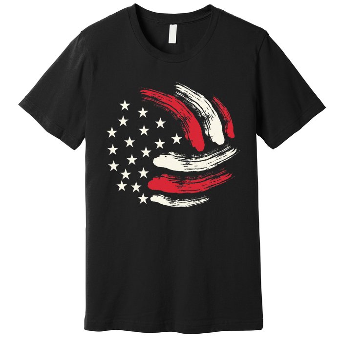 Patriotic Volleyball Gift Volleyball Team American Flag Premium T-Shirt