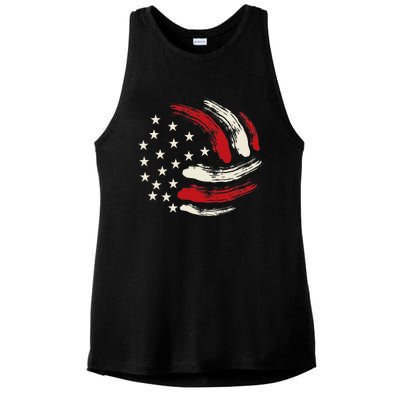 Patriotic Volleyball Gift Volleyball Team American Flag Ladies PosiCharge Tri-Blend Wicking Tank