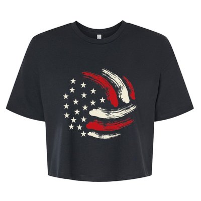 Patriotic Volleyball Gift Volleyball Team American Flag Bella+Canvas Jersey Crop Tee