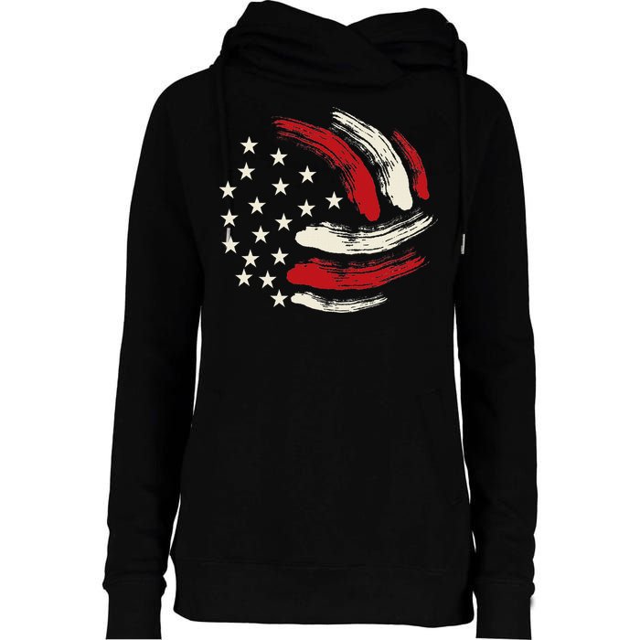 Patriotic Volleyball Gift Volleyball Team American Flag Womens Funnel Neck Pullover Hood