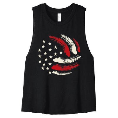 Patriotic Volleyball Gift Volleyball Team American Flag Women's Racerback Cropped Tank