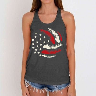 Patriotic Volleyball Gift Volleyball Team American Flag Women's Knotted Racerback Tank